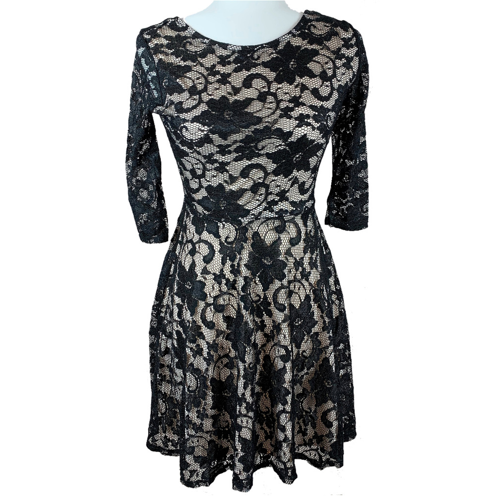 ASOS A Wear Black Lace Skater Dress - Size 6